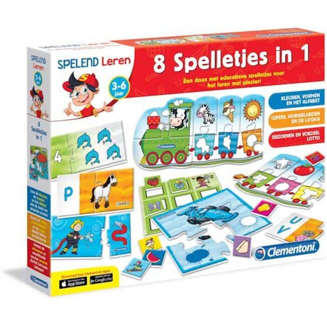 Clementoni Leerspel - Spelend leren - 8 Spelletjes in 1 - 3-6 jaar