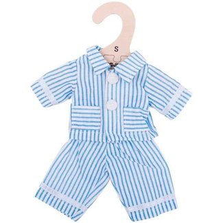 BigJigs Poppenkleren - Pyjama - Blauw / wit - Gestreept - 25cm