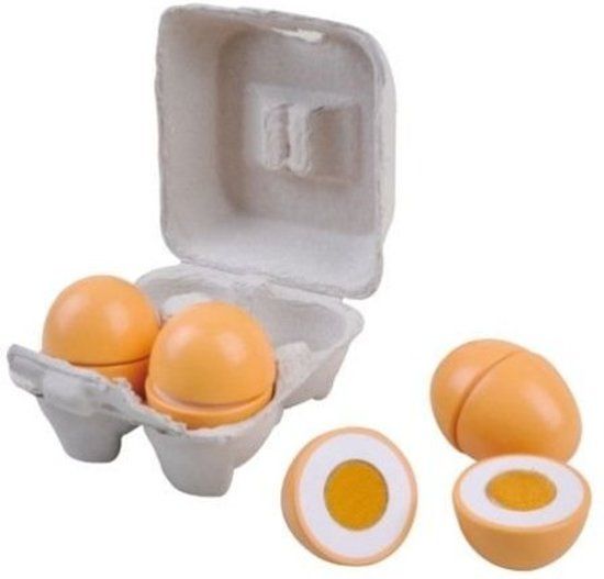 Speelgoedeten - Eieren - In doosje - Hout