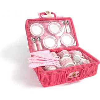 Tidlo Theeservies - Picknick set - In koffer - Roze