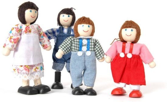 Poppenhuispoppetjes - Boerderij familie - Hout