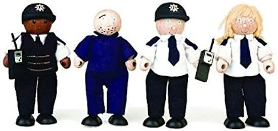 Poppenhuispoppetjes - Politie met boef - Hout