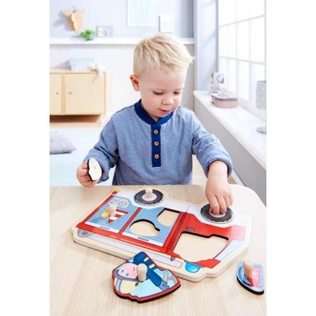 Haba Puzzel - Inlegpuzzel - Brandweerauto - 6st.