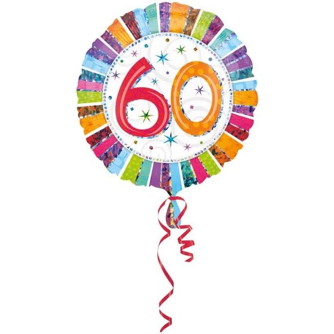 Anagram Folieballon - 60 jaar - Radiant - 45cm - Zonder vulling
