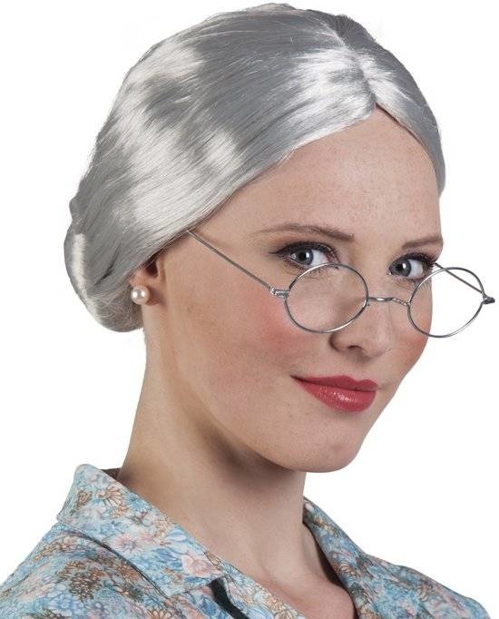 Pruik - Lichtgrijs - Oma
