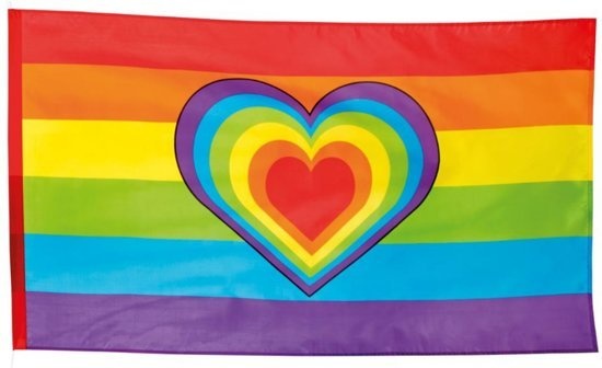 Vlag - Regenboog - Hart - 150x90cm