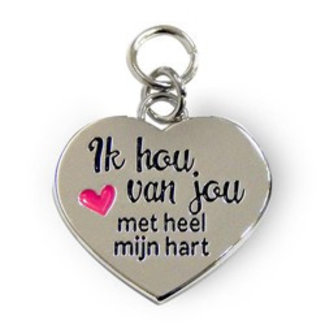 Charms for you Bedeltje - Ik hou van jou met heel mijn hart - Charms for you