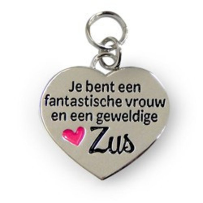 Charms for you Bedeltje - Je bent een fantastische vrouw, zus - Charms for you