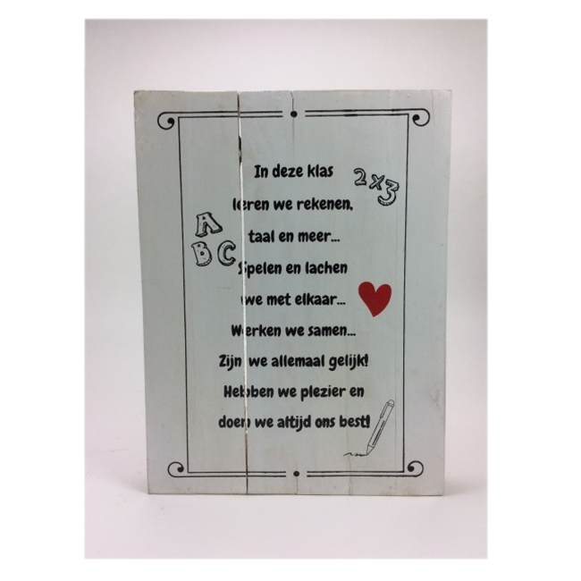 Muurdecoratie - In deze klas leren we rekenen ... - 30x40cm