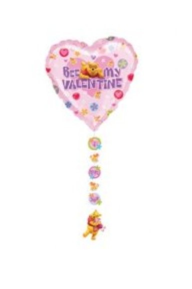 Folieballon - Winnie de Poeh - Bee my valentine - Met onderhangers - Zonder vulling