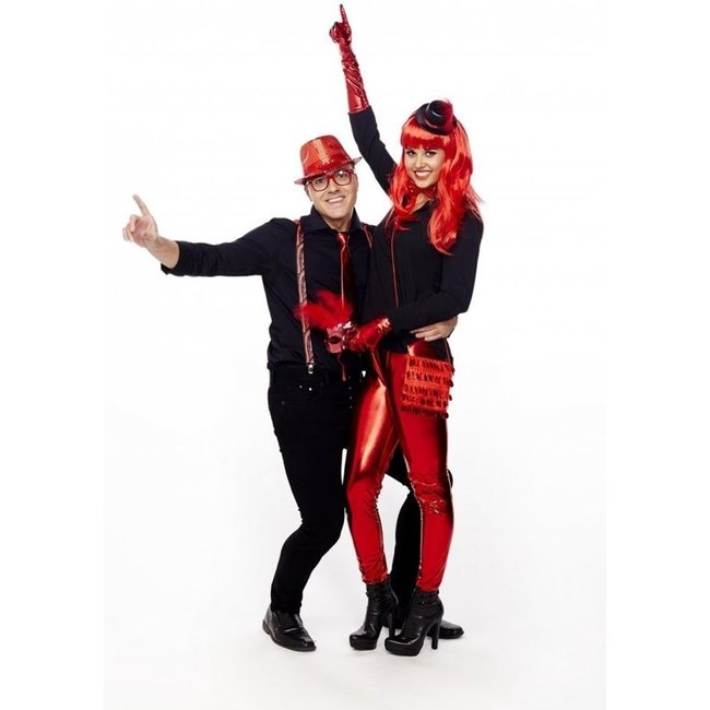 Folat Bril - Blues Brothers - Rood - Metallic