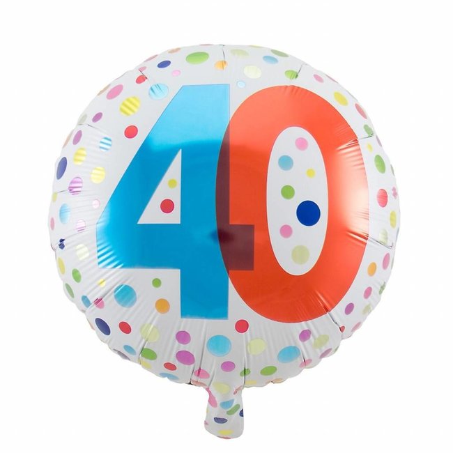 Folat Folieballon - 40 jaar - Rainbow dots - 45cm - Zonder vulling