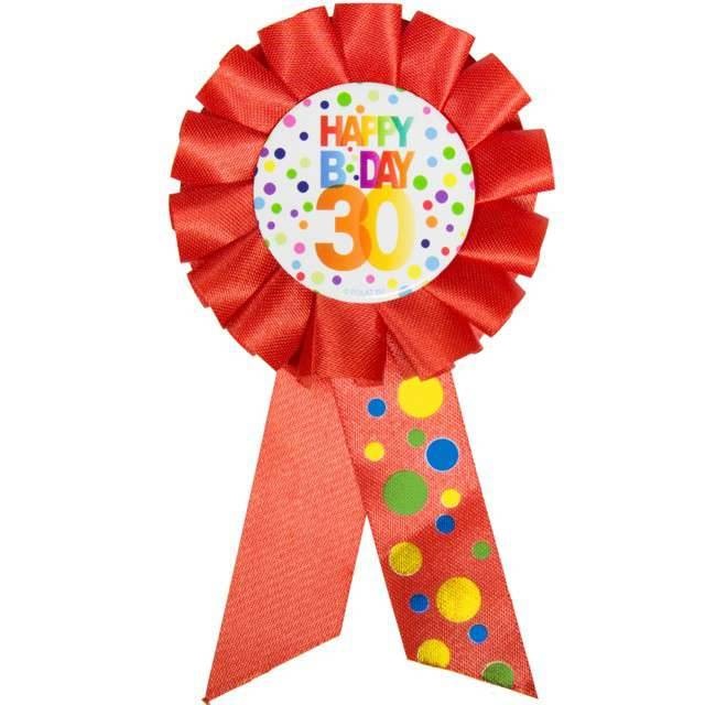 Rozet - 30 jaar - Rainbow dots - Happy bday