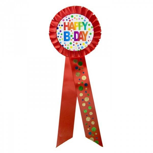 Rozet - Happy bday - Rainbow dots - Maxi - 30cm