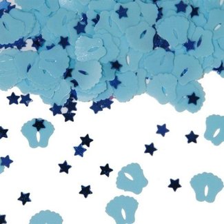 Folat Tafeldecoratie - Confetti - Voetjes - Blauw - 14gr.
