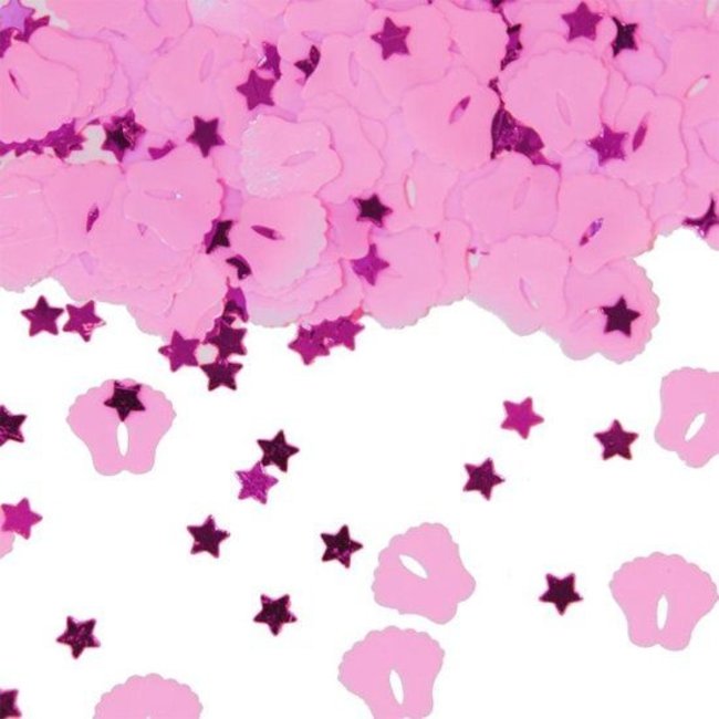 Folat Tafeldecoratie - Confetti - Voetjes - Roze - 14gr.