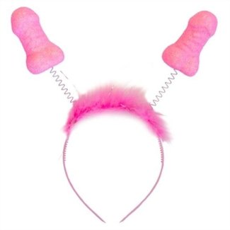 Folat Diadeem - Penis - Met bont - Roze