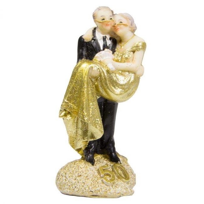 Folat Folat - Trouwfiguurtjes - Caketopper - Beeldje - 50 goud - 10cm.