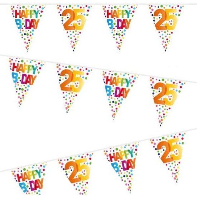 Folat Vlaggenlijn - 25 jaar - Happy B day - Rainbow dots - 10m
