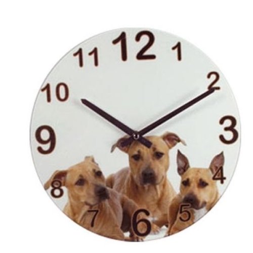 Out of the blue Klok - Honden - Glas - 30cm - Willekeurig geleverd Out of the blue Klok - Honden - Glas - 30cm - Willekeurig geleverd