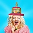 Out of the Blue Hoed - Roze - Opblaashoed - Happy birthday cake