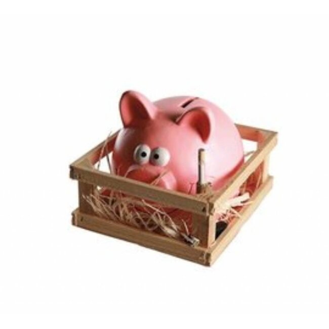 Out of the Blue Spaarpot - Spaarvarken - Keramiek - Met hamer en kistje - 14x12cm