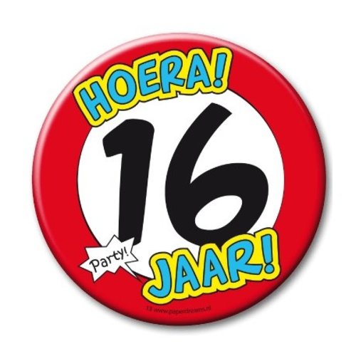 Paperdreams Button - 16 Jaar - Groot Paperdreams Button - 16 Jaar - Groot