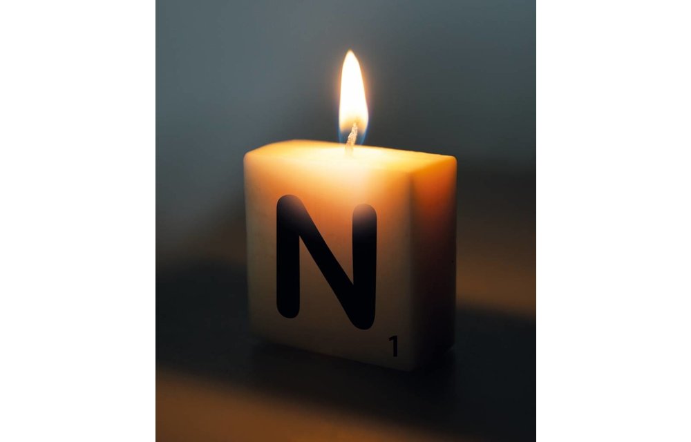 Cijfer- / letterkaarsje - Scrabble - N