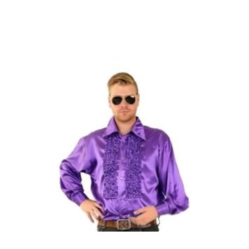 PartyXplosion PartyXplosion - Blouse - Ruches - Paars - XXL - maat 56 PartyXplosion PartyXplosion - Blouse - Ruches - Paars - XXL - maat 56