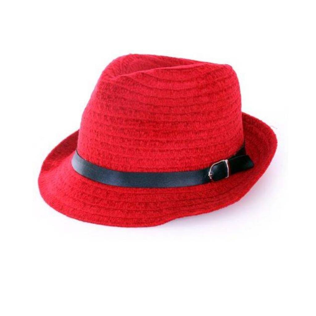 Hoed - Rood - Deukhoed - Met leren band*