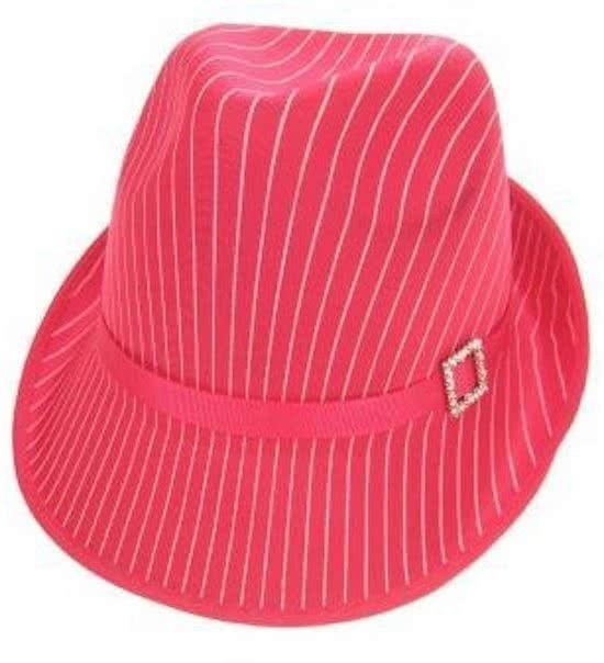 Hoed - Magenta / roze - Deukhoed - Met streep