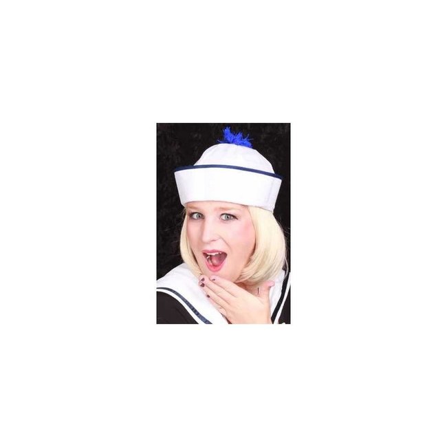 PartyXplosion Hoed - Wit, blauw - Matroos