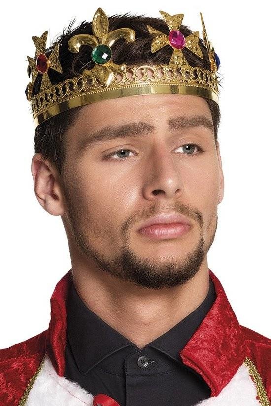 Kroon - Koningskroon - Goud met sierstenen - Metaal