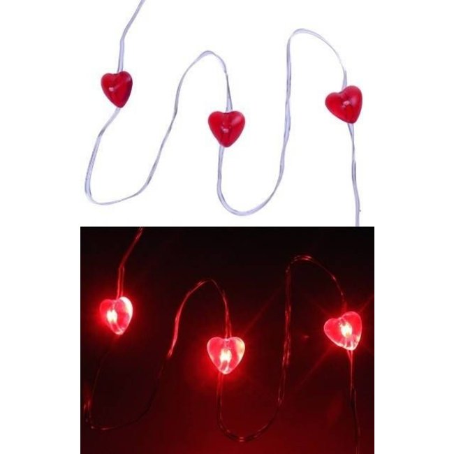 PartyXplosion LED snoer - Hartjes - Rood