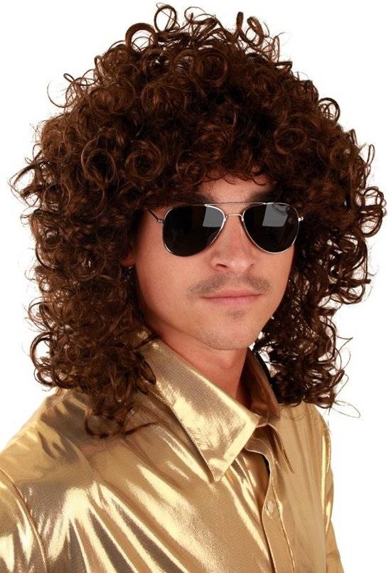 Pruik - Bruin - Middellange krulletjes