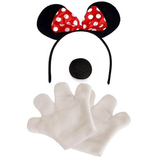 PartyXplosion Verkleedset - Minnie mouse - Diadeem, neus & handschoenen