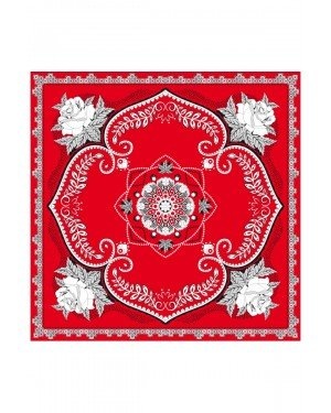 Zakdoek - Rood - Bloemen - 63x63cm