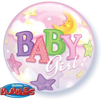 Qualatex Folieballon - Baby girl - Bubble - 56cm - Zonder vulling