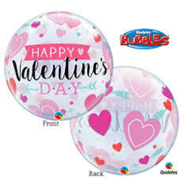 Qualatex Folieballon - Happy valentine's day - Bubble - 56cm - Zonder vulling