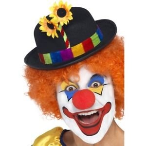 Hoed - Zwart - Clown - Met bloemen