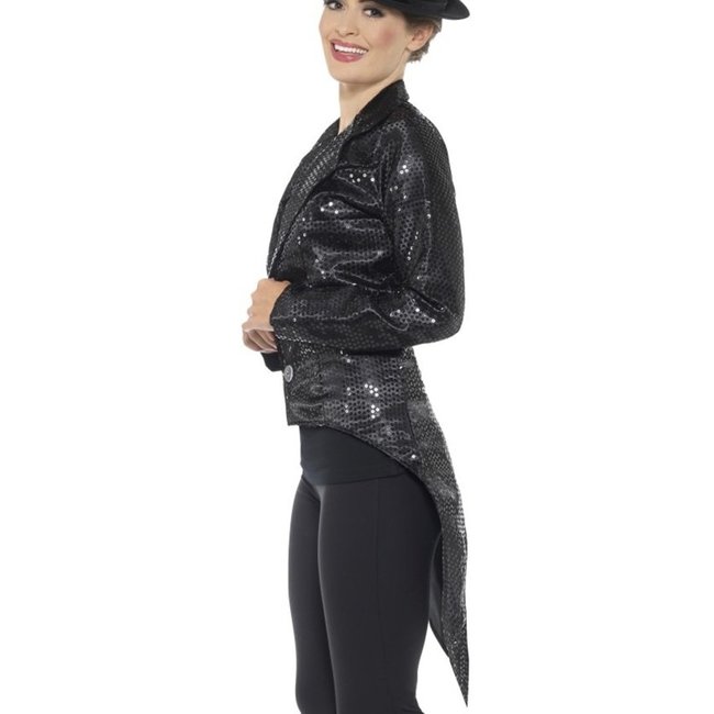 Smiffys Kostuum - Pailletten - Slipjas - Voor dames - Zwart - S