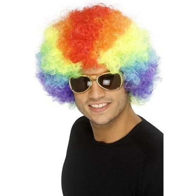 Smiffys Pruik - Regenboog kleur - Crazy Clown