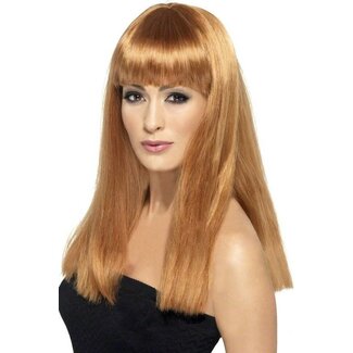 Smiffys Pruik - Licht bruin - Glamourama - Lang - Steil