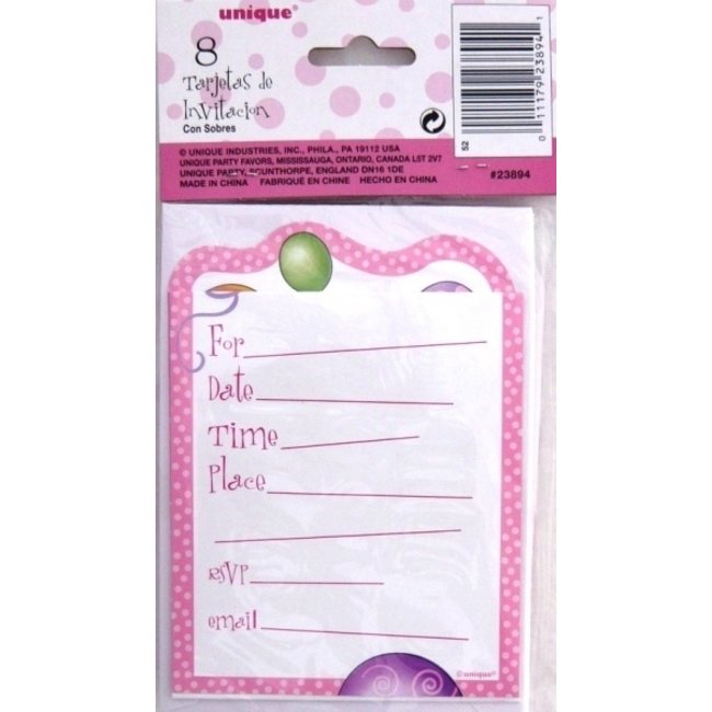 Uitnodigingskaarten - 1st Birthday - Roze - 6st.