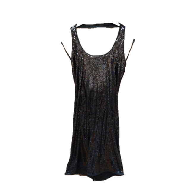 PartyXplosion Kostuum - Pailletten - Jurk - Zwart - M/L