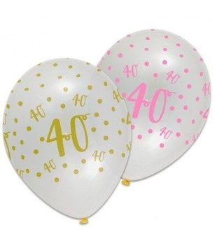 Ballonnen - Pink chic - 40 Jaar - 30cm - 6st.