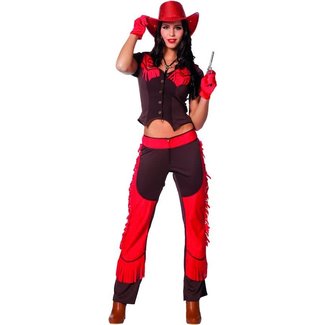 Haza-Witbaard Kostuum - Cowgirl - Chaps - Rood - L