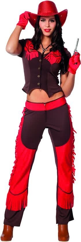 Cowgirl - Kostuum - Chaps - Rood - L
