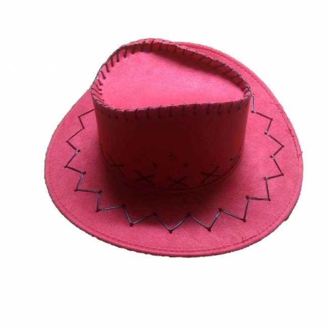 Haza-Witbaard Hoed - Cowboy - Rood - Leatherlook