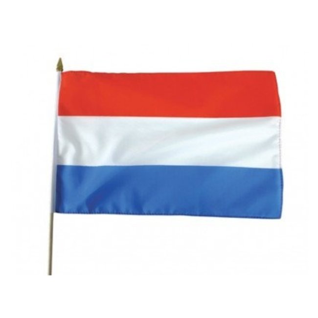 Haza-Witbaard Zwaaivlag - Nederland - Rood, wit, blauw - Op stok - Stof - 30x45cm